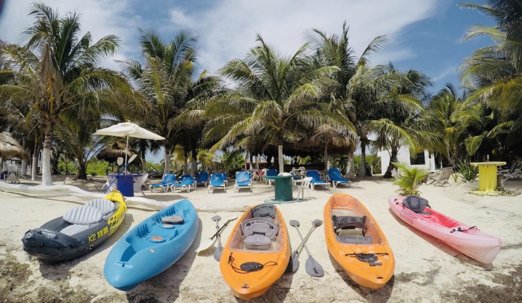 Kayak rental in Costa Maya, Mahahual beaches, kayak trip in Lunas Bar Mahahual