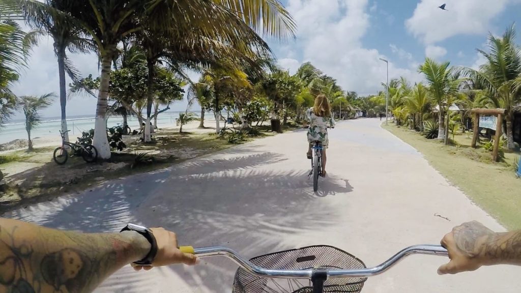 Bicycle rental in Costa Maya Mahahual, travel the boardwalk by bicycle