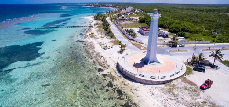 mahahual lighthouse costa Maya drone photo